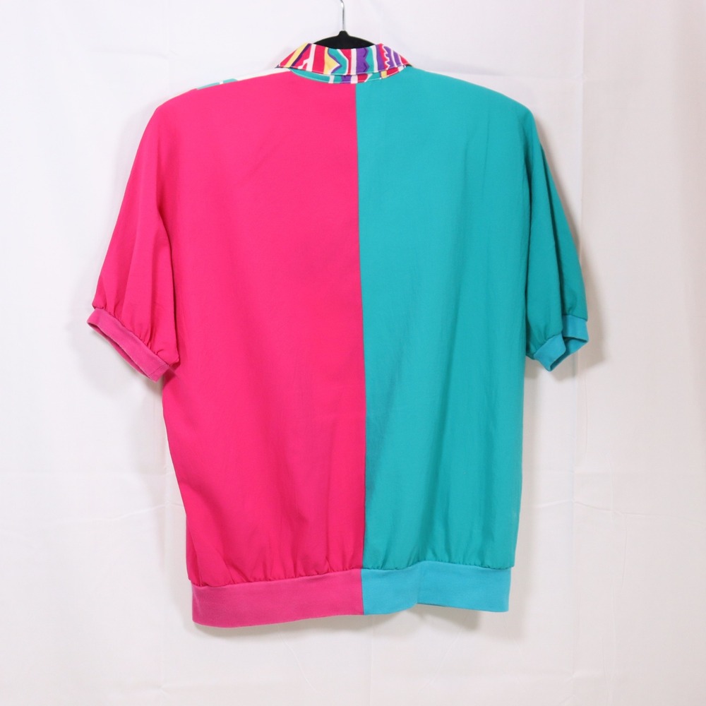 Koret Colorblock Top S Multicolor Womens Vintage 80s Abstract Geometric Shirt - Picture 2 of 4